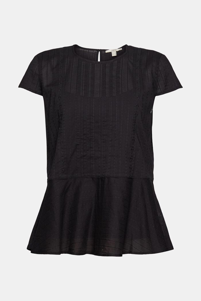 Kurzärmelige Bluse mit Stickmuster