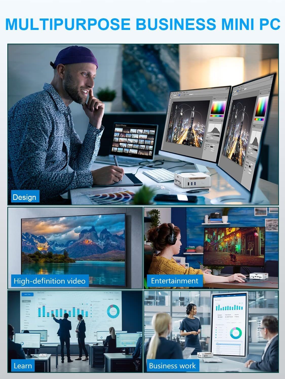 NiPoGi Mini-PC (Intel Celeron, ‎Intel UHD Graphics 4K UHD Triple Display, 16 GB RAM, 512 GB HDD, 12th Gen Intel Alder Lake-N95 Mini PC with 4K UHD Windows 11 Pro)