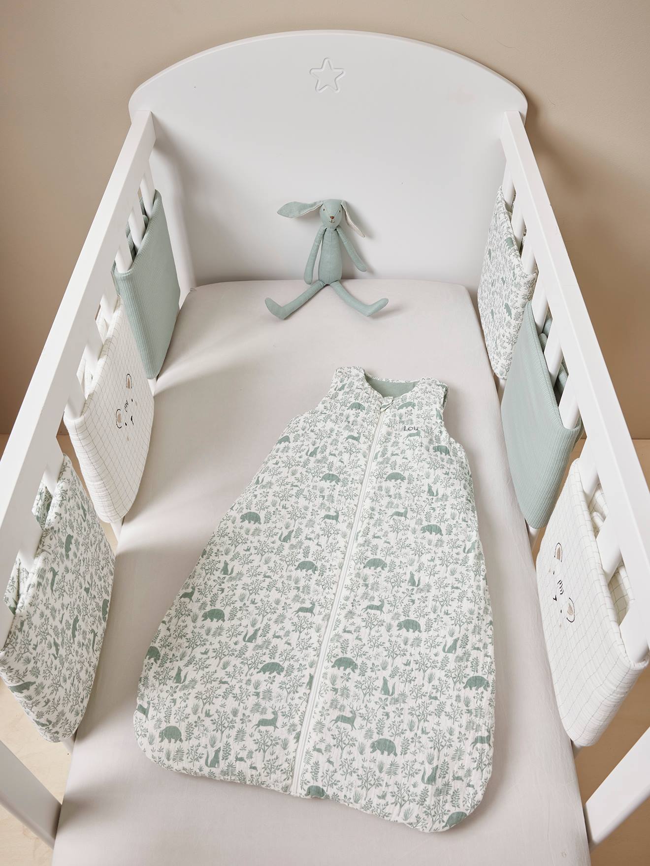 Vertbaudet Baby Sommerschlafsack WALDSPAZIERGANG personalisierbar Oeko-Tex - grün bedruckt