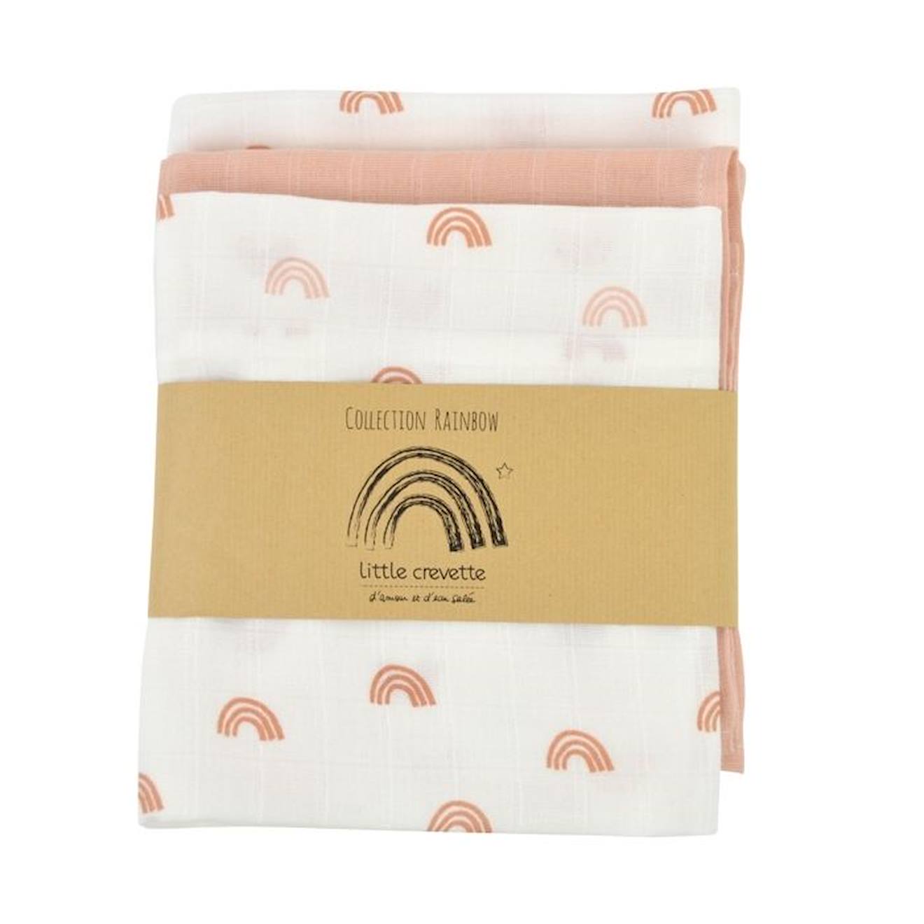 Lot de 3 langes en coton bio* Rainbow beige