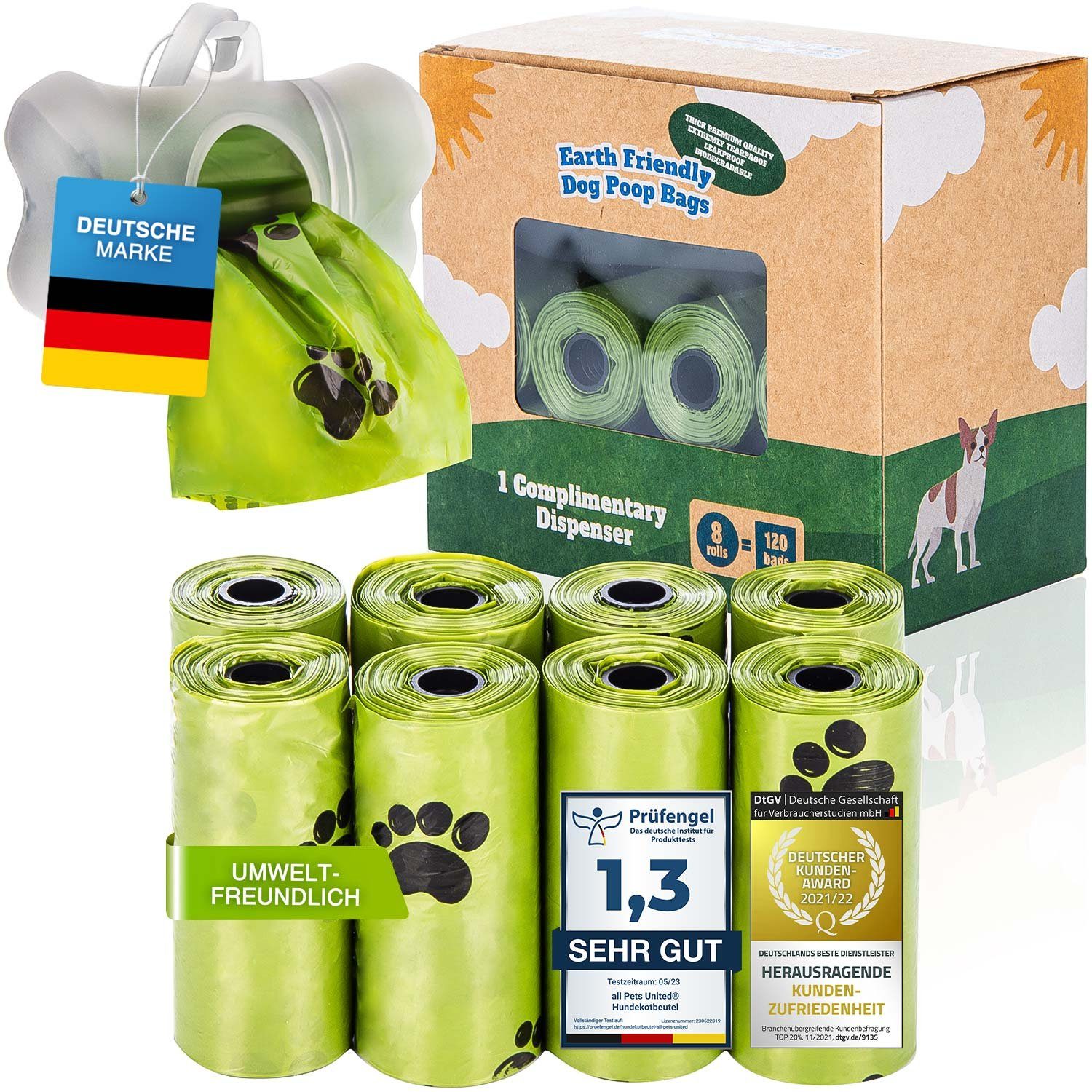 all Pets United Hunde-Geschirr Hundekotbeutel, Kompostierbare Kotbeutel, Biologisch abbaubare Hundebeutel