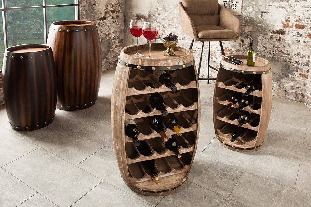 riess-ambiente Weinregal BODEGA 80cm natur, Einzelartikel 1-tlg., Holz · Flaschen · Fass · Pinie