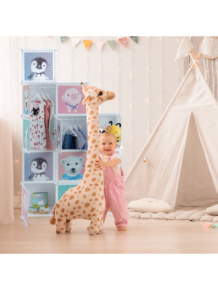 relaxdays Kinder Steckregal in Weiß/ Bunt - (B)109x (H)145 x (T)37 cm günstig kaufen onesize