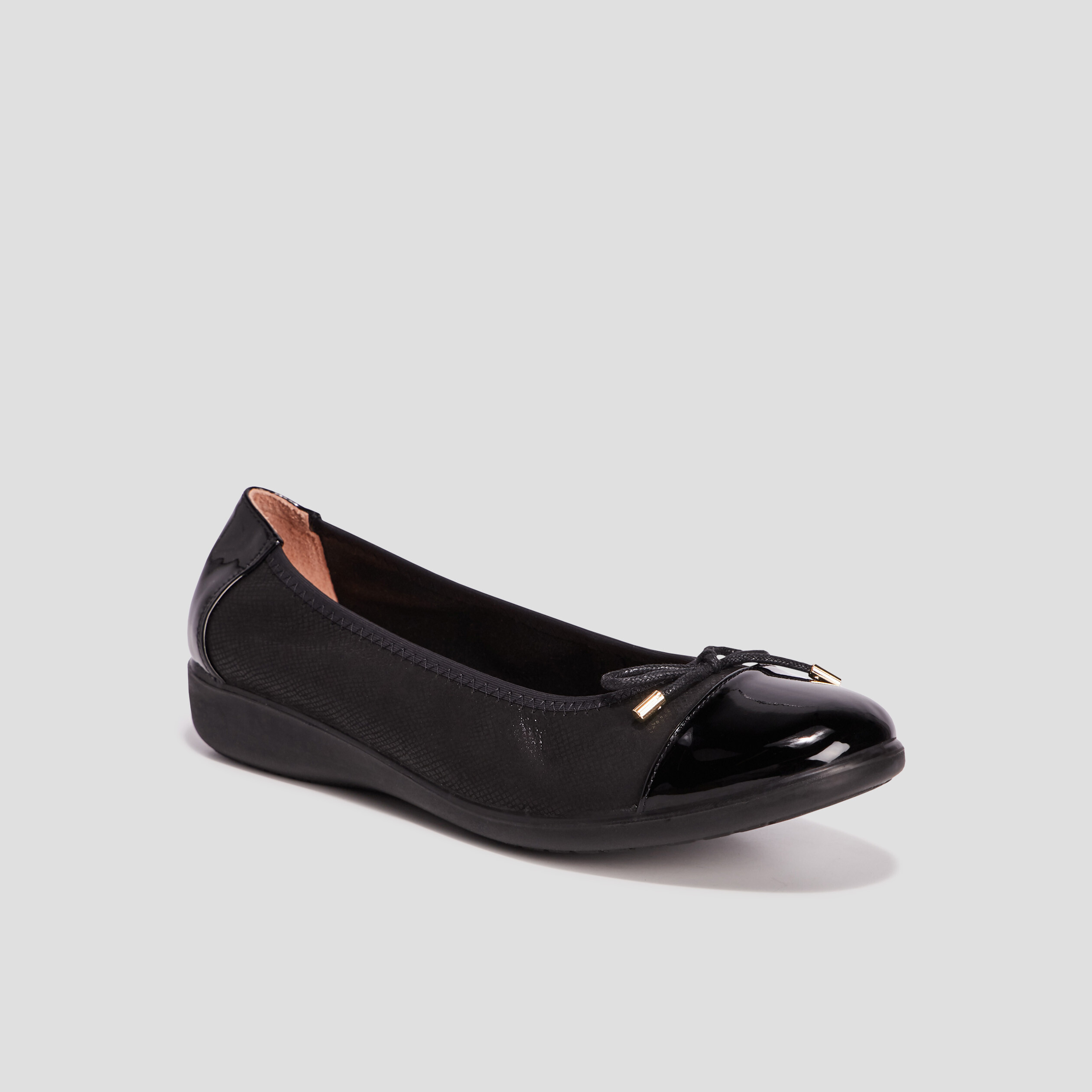 Ballerines en cuir pied large noir femme | La Halle