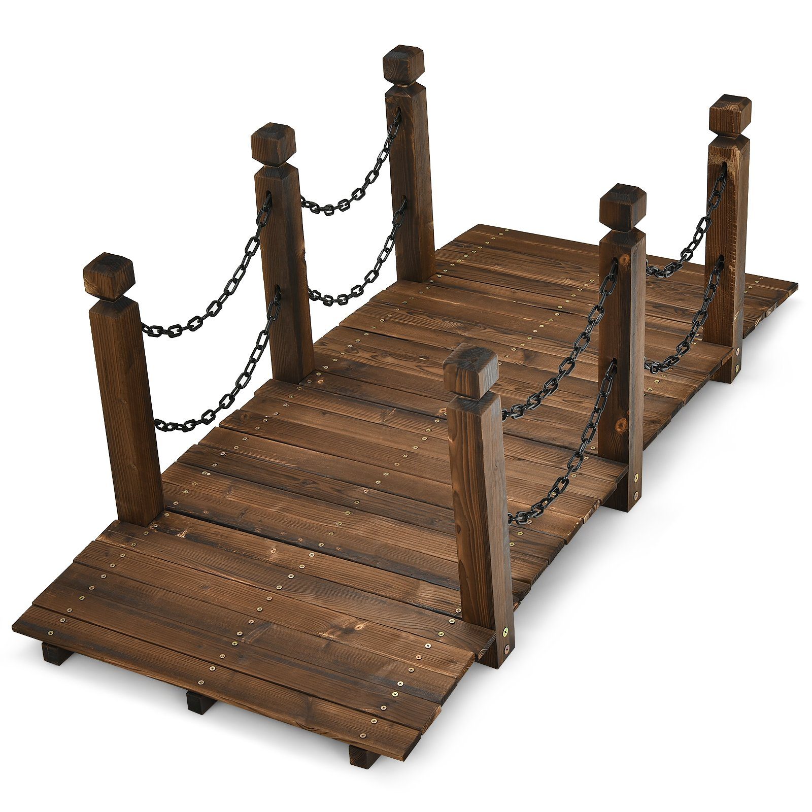 COSTWAY Zierbrücke, Gartenbrücke belastbar bis 120kg, 151 x 67 x 55cm