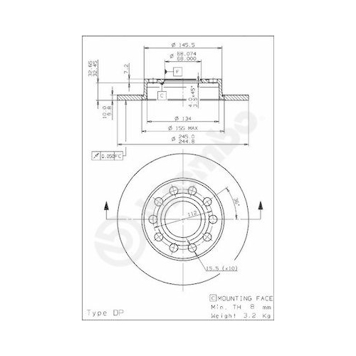 08.9136.11 BREMSSCHEIBE BREMBO  HA VP2 - ATU