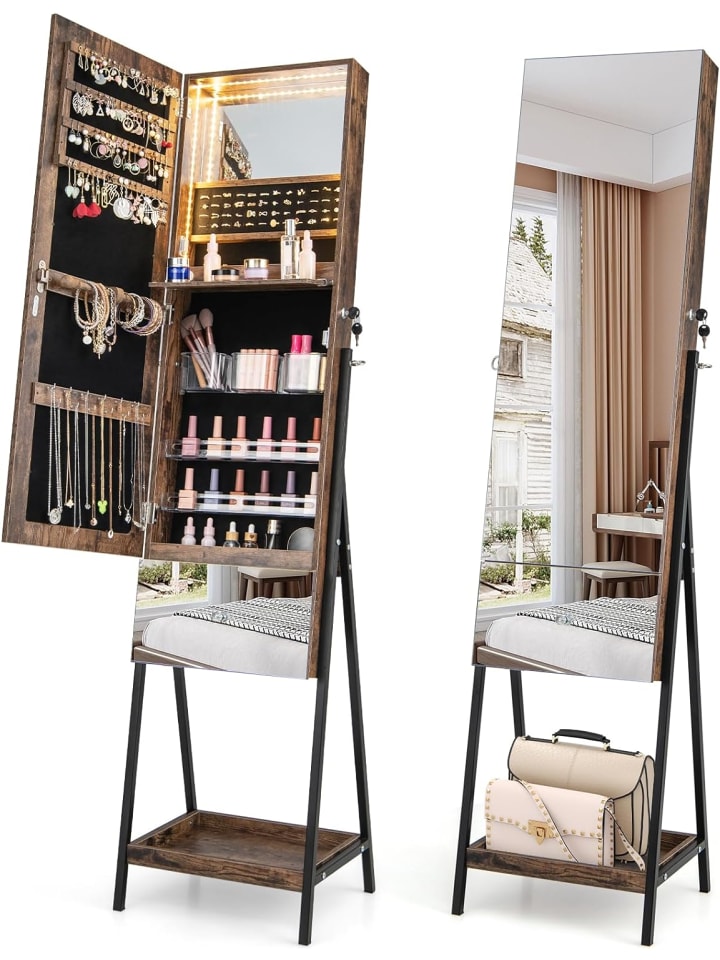 COSTWAY Schmuckschrank mit LED in Braun günstig kaufen onesize
