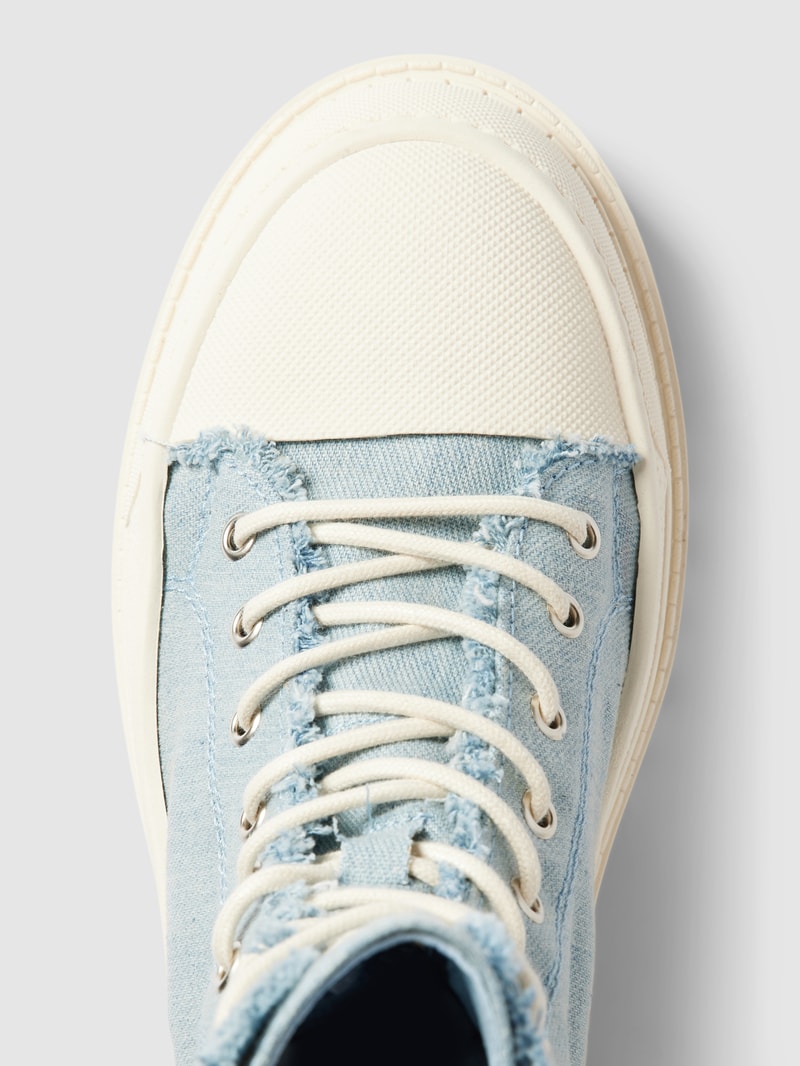 Schnürboots mit Label-Patch Modell 'FOXING DENIM' in hellblau