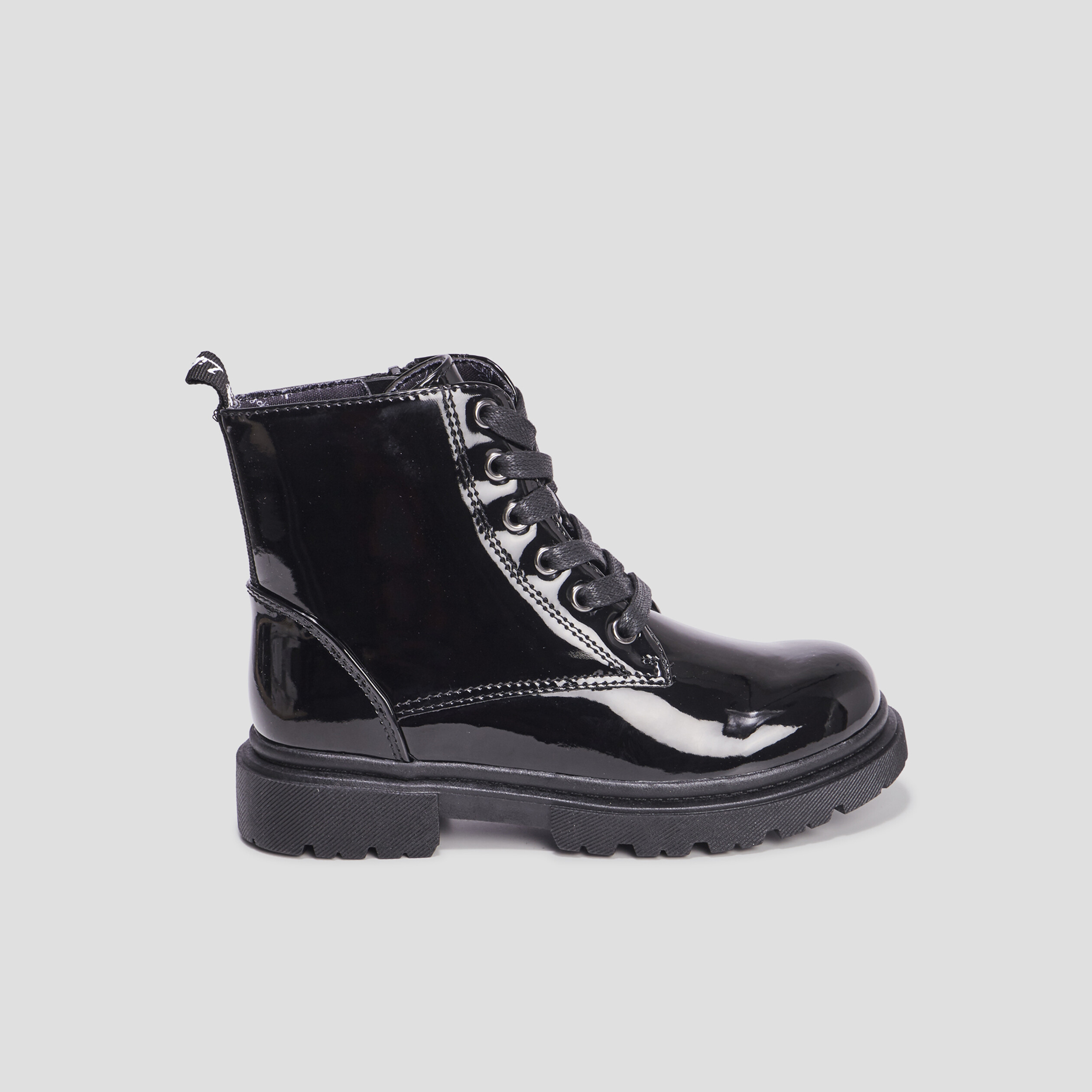 Bottines crantées zippées à paillettes noir fille | La Halle