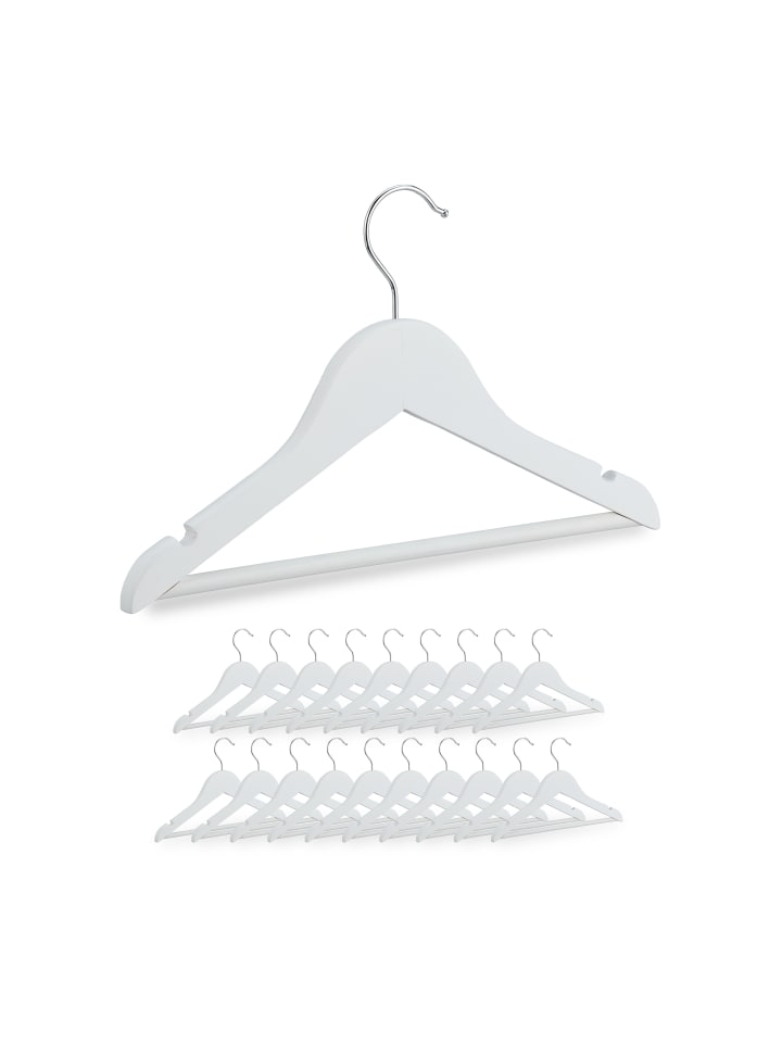 relaxdays 20 x Kinderkleiderbügel in Weiß - (B)30,5 x (H)19 x (T)1 cm günstig kaufen onesize
