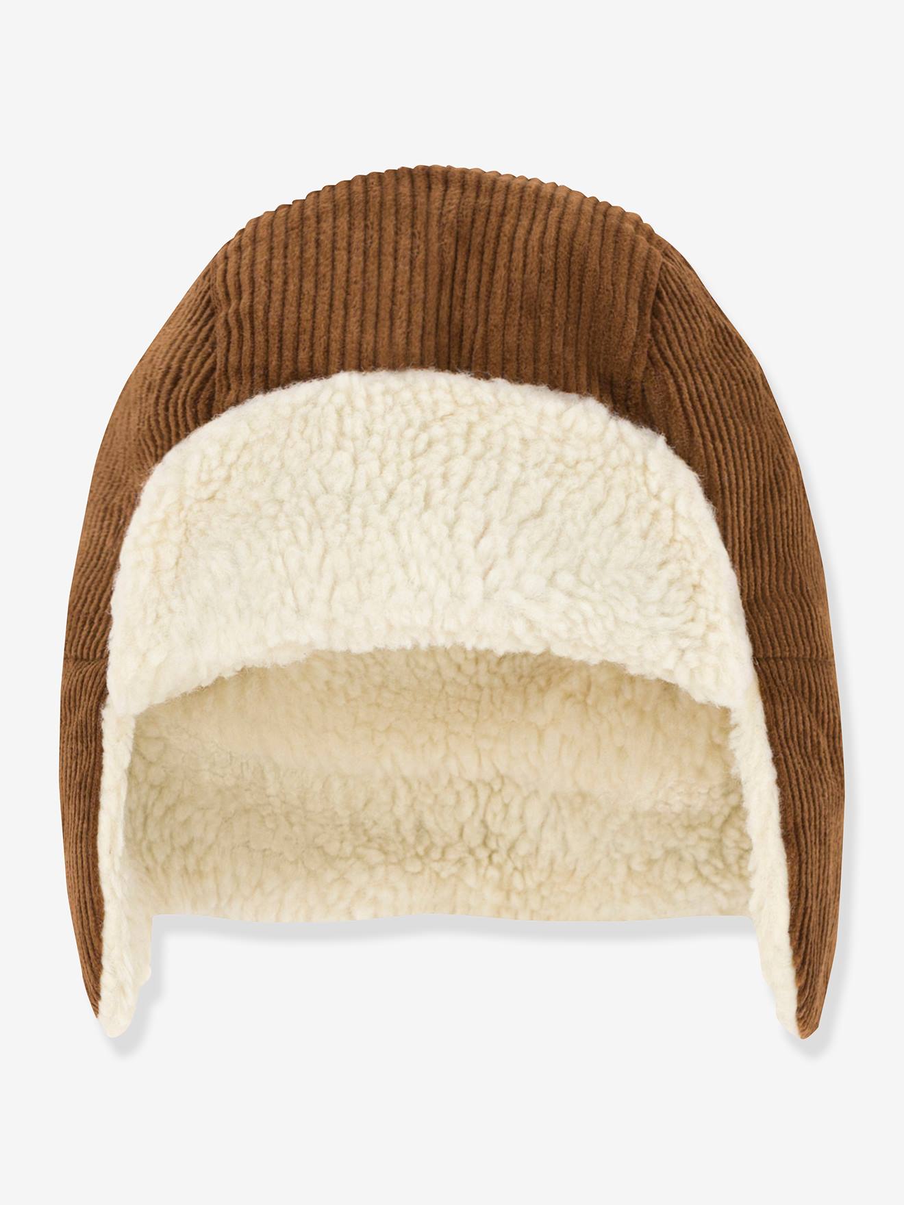 Petit Bateau Baby Mütze mit Ohrenklappen PETIT BATEAU, Samt - braun