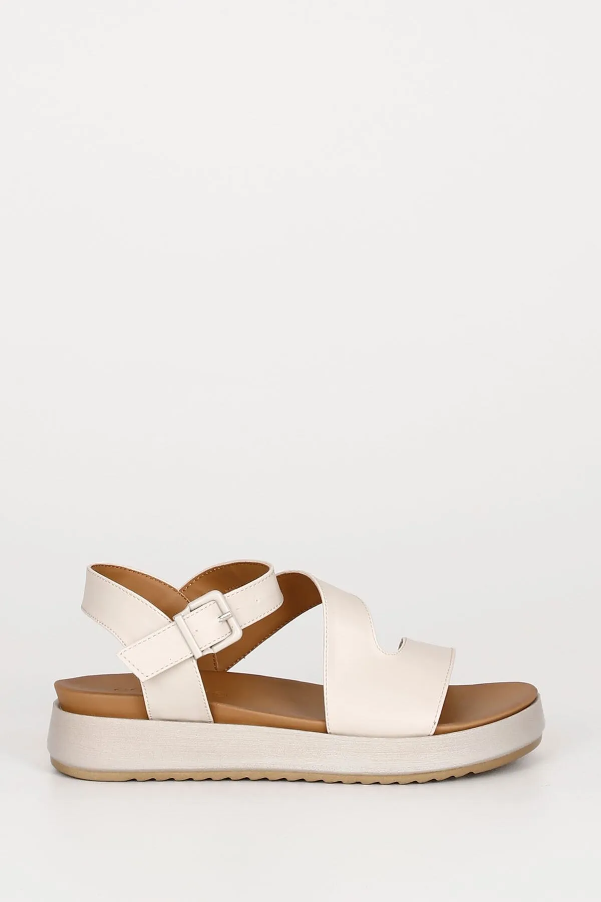 GÖNDERİ(R)  Beige Damensandalen mit Keilsohle 38024