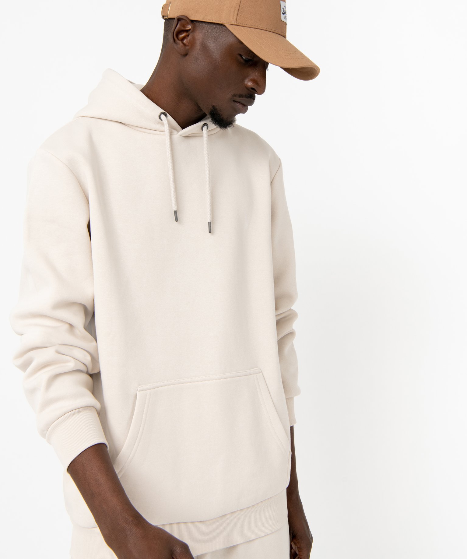 Sweat homme à capuche intérieur molletonné ecru | GEMO