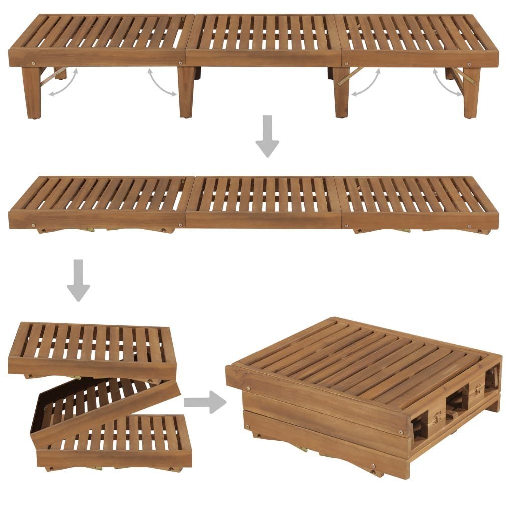 vidaXL Wellnessliege Klappbare Sonnenliege Massivholz Akazie Gartenliege Holz