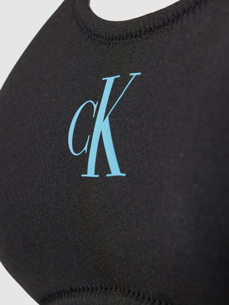 Bikini-Oberteil mit Label-Print in schwarz