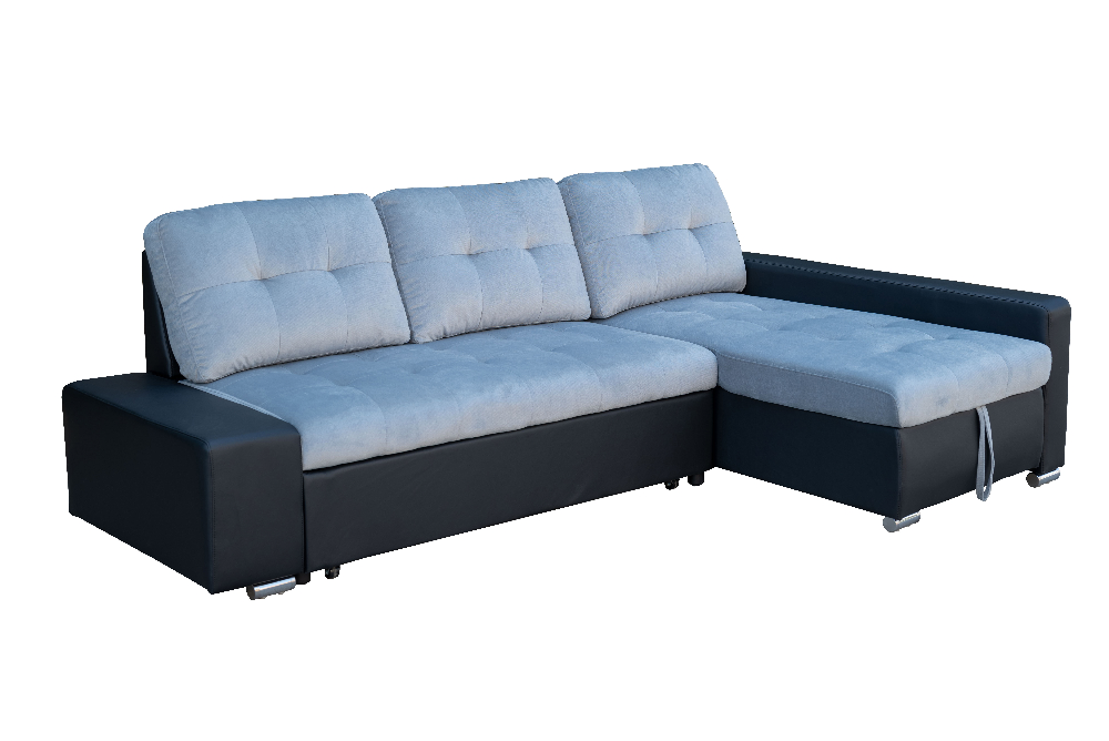 Happy Home Ecksofa Sofabett mit Stauraum und Bettfunktion schwarz Lederoptik