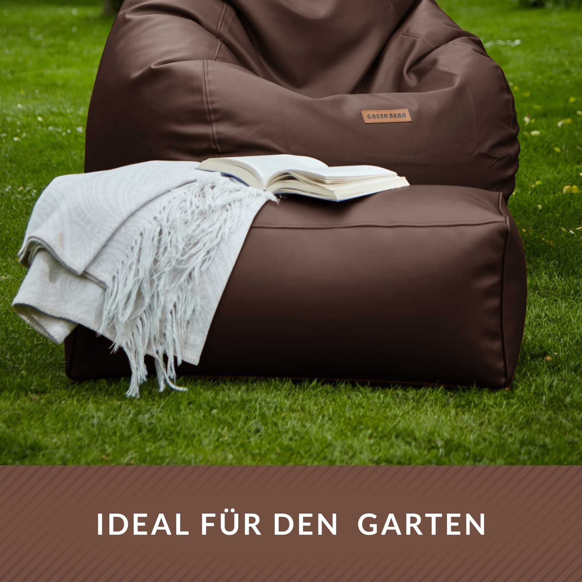 Green Bean Fußhocker Sitzpouf aus Kunstleder in 3 Farben (Pouf Bodenkissen Ablage Hocker Sitzkissen), Sitzhocker mit Füllung, Maße 70x33x28cm - Ergänzung zum Sitzsack