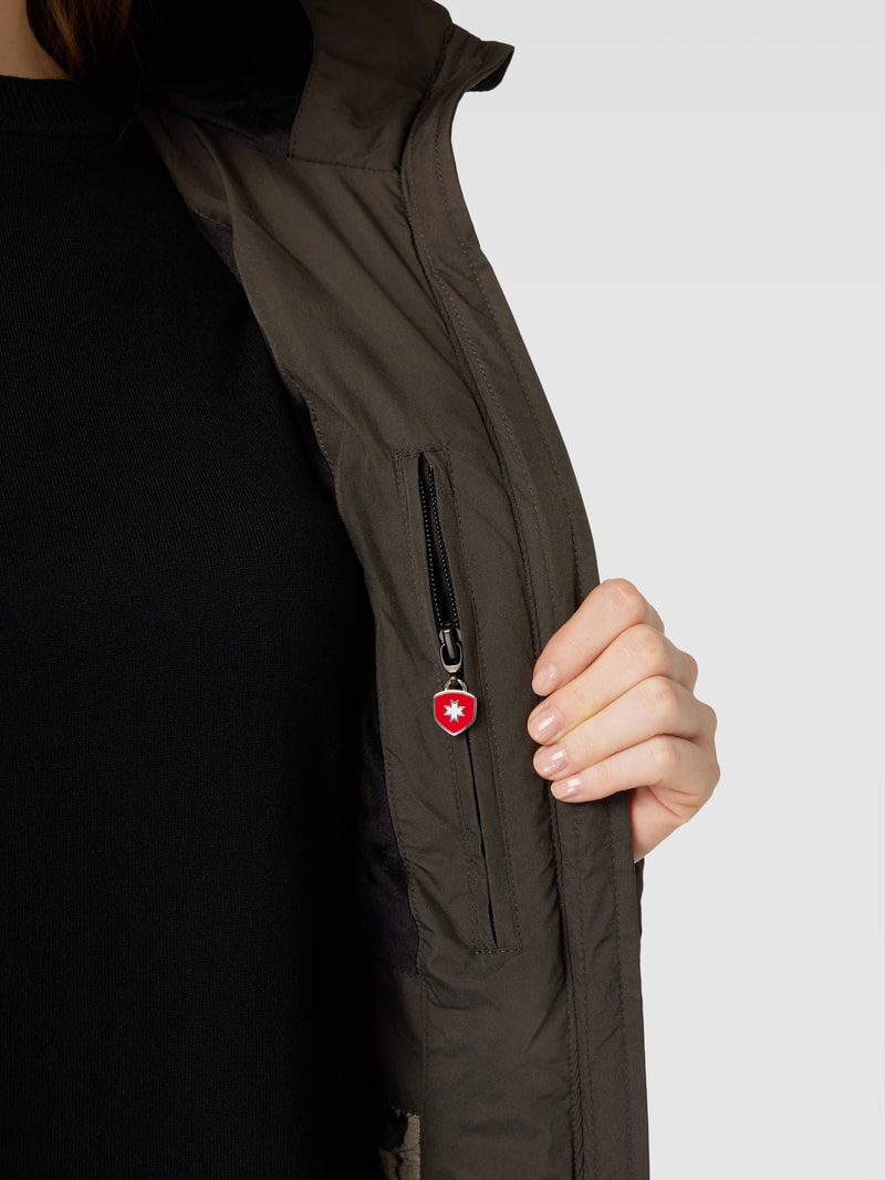 Funktionsjacke mit Kunstfellbesatz Modell 'Belvitesse' in olivgrün