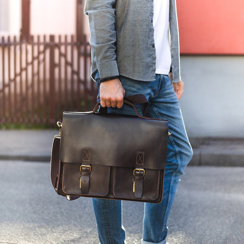 Jahn-Tasche Aktentasche Naturleder Lehrertasche, Anilin-Leder Braun Jahn-Tasche 420-anilin