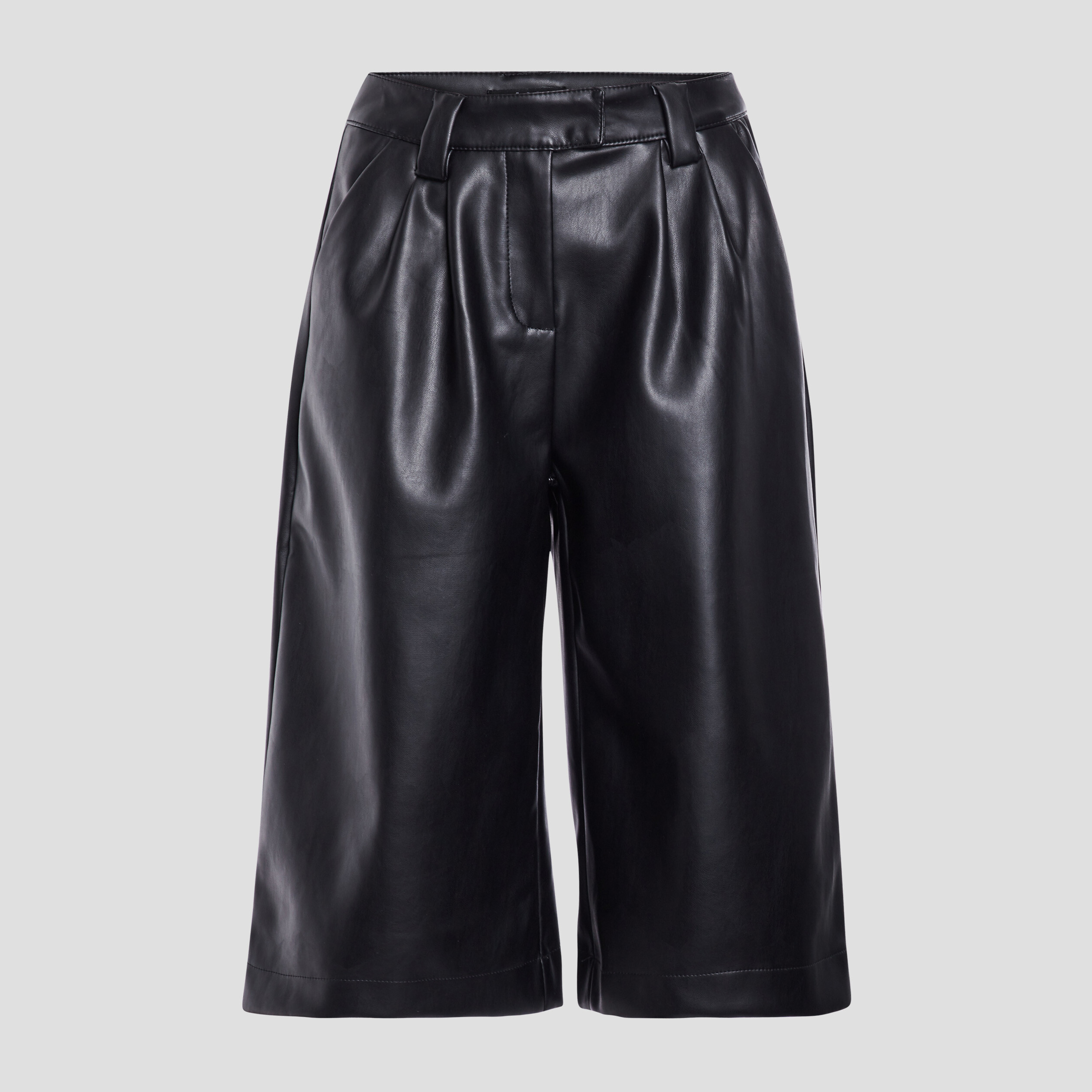 Jupe-Culotte large simili cuir noir femme | La Halle