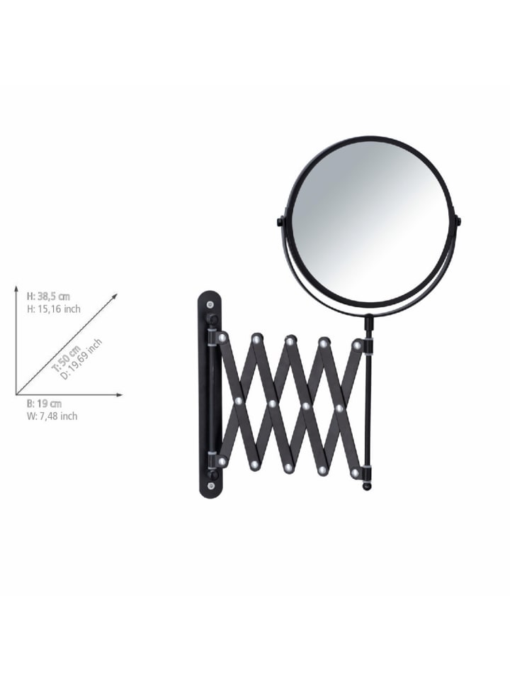 Wenko Kosmetik-Wandspiegel Teleskop Exclusiv Schwarz in Schwarz günstig kaufen onesize