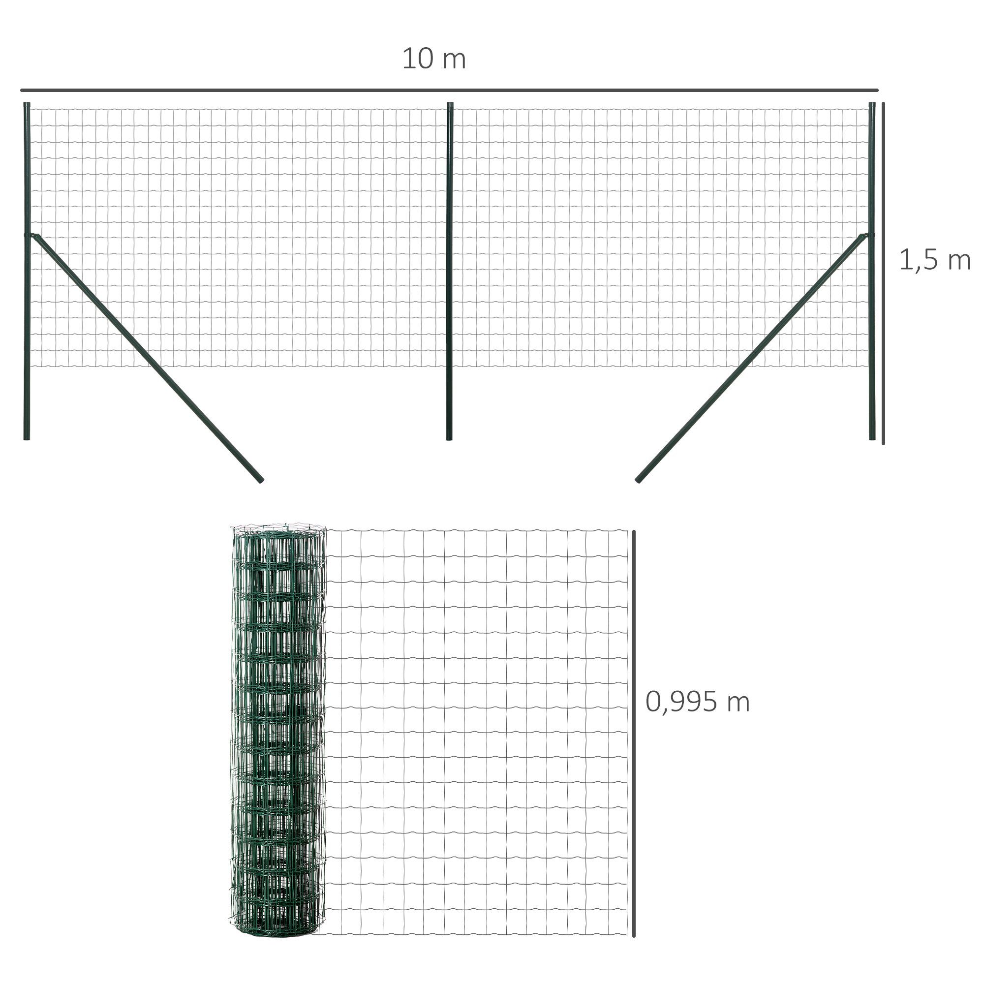 Outsunny Steinsäule Gartenzaun, (Set, 1-St., 1 x Gartenzaun), LxH: 1000x150 cm