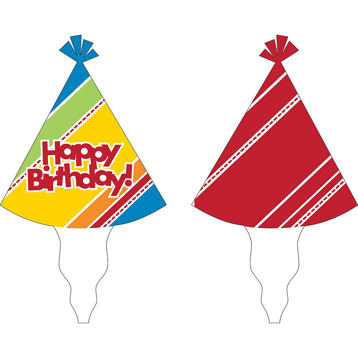 Tortendekoration Happy Birthday Partyhut, 17 x 24 cm