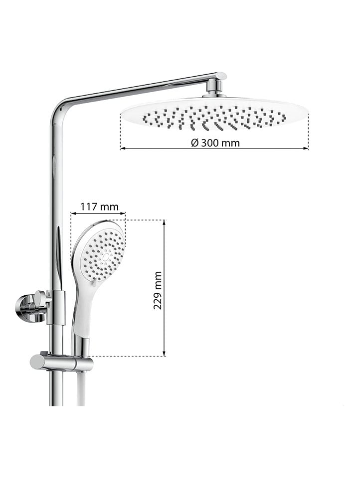 Schütte Überkopfbrauseset mit Thermostat-Armatur ''Grande Vita'' in Silber/ Weiß günstig kaufen onesize