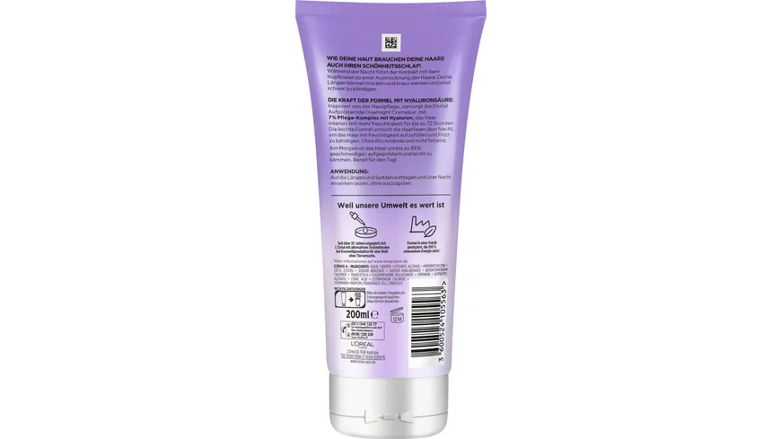 L'Oréal Elvital Hyaluron Overnight Cremekur 200 ml
