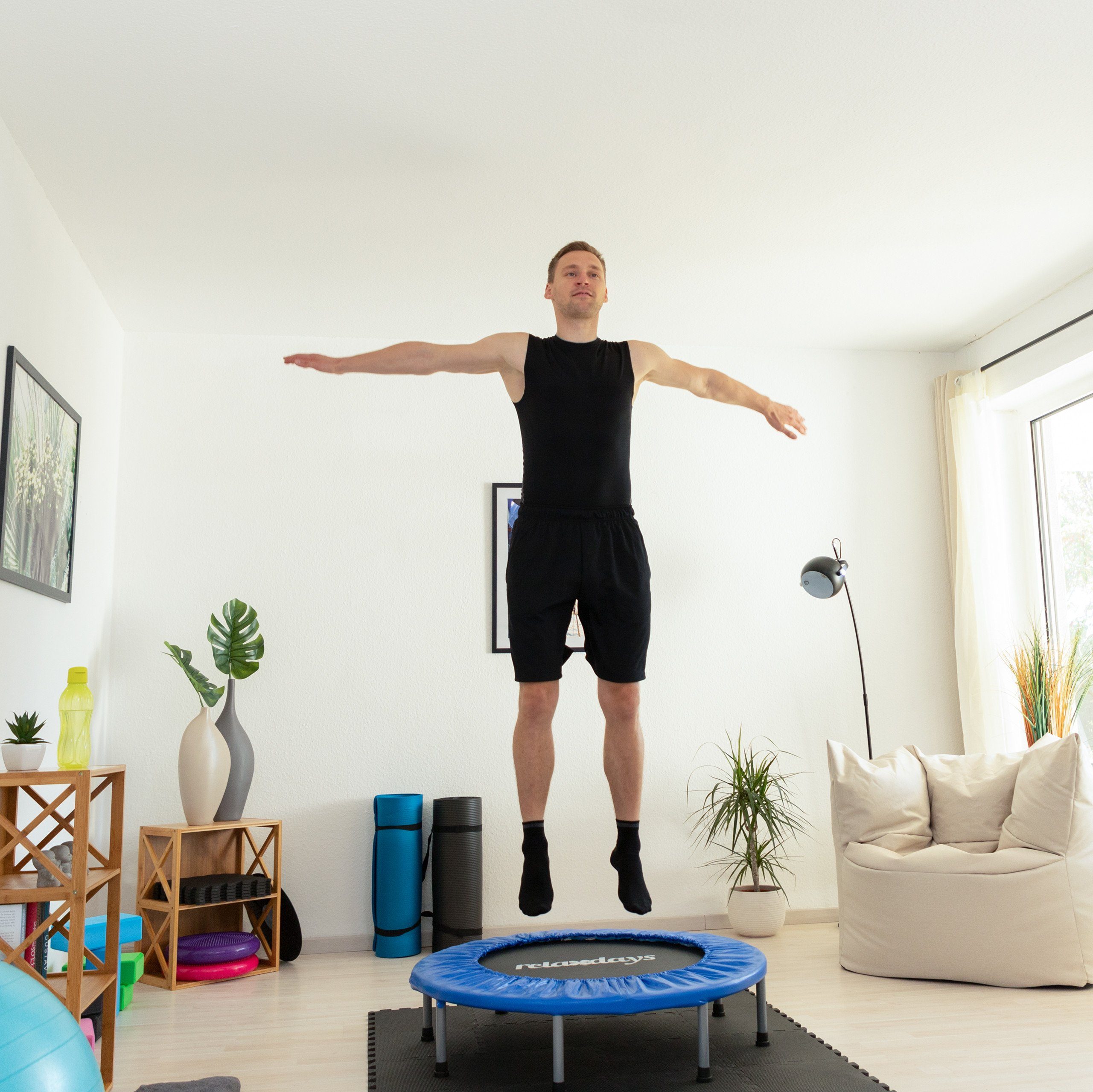relaxdays Bodentrampolin Trampolin faltbar Indoor