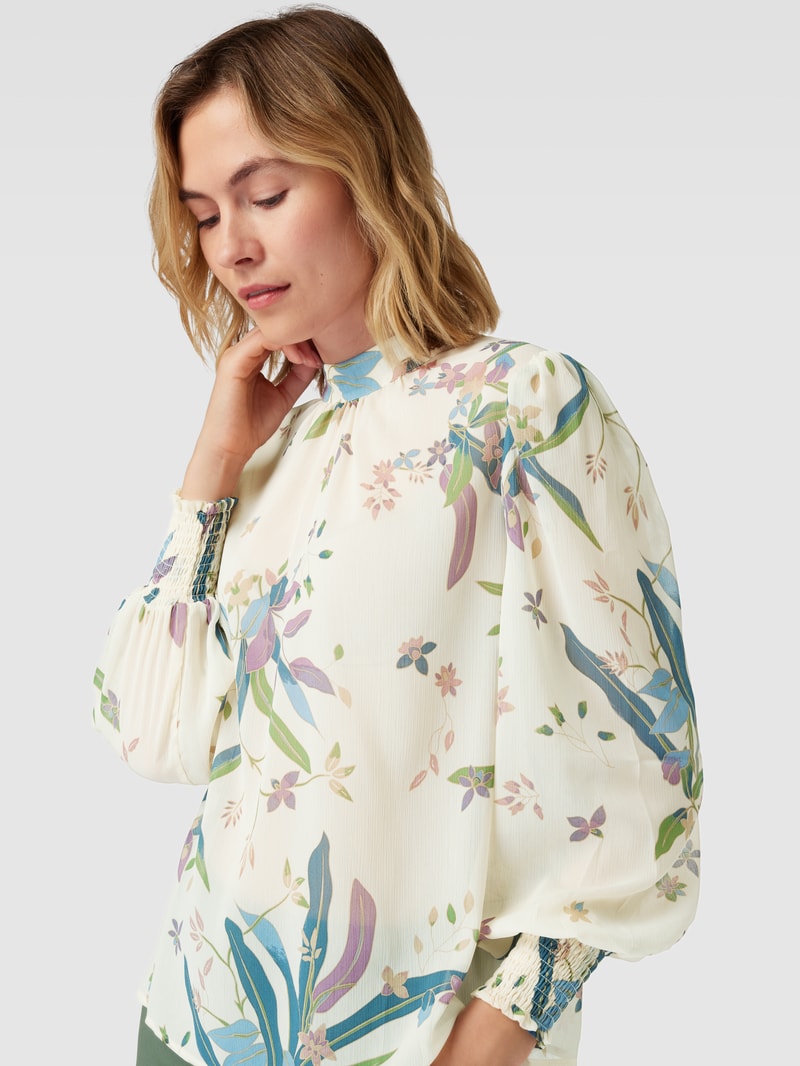 Bluse mit Allover-Print in ecru