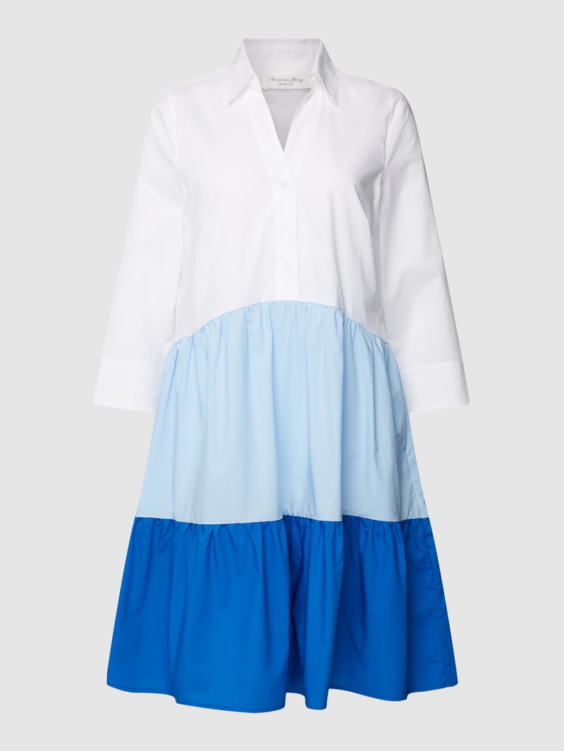 Knielanges Kleid mit Colour-Blocking-Design in royalblau