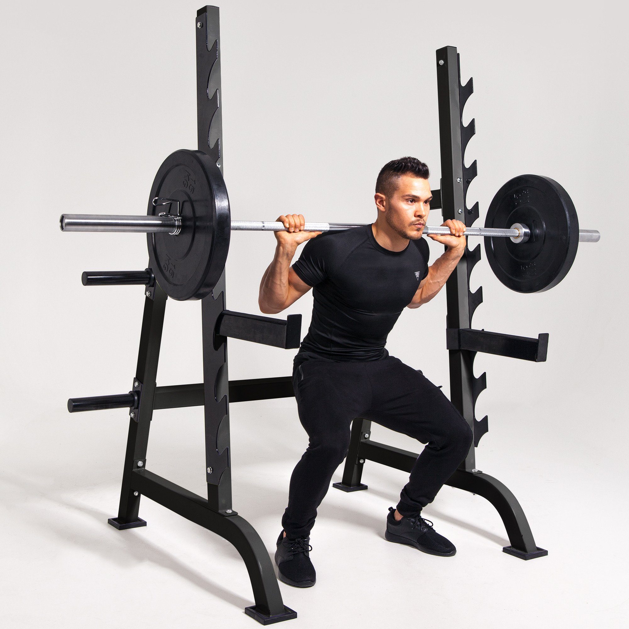 GORILLA SPORTS Squat Rack mit Hantelscheibenständer, Stahl - Kniebeugenständer, Hantelständer, (1-tlg)