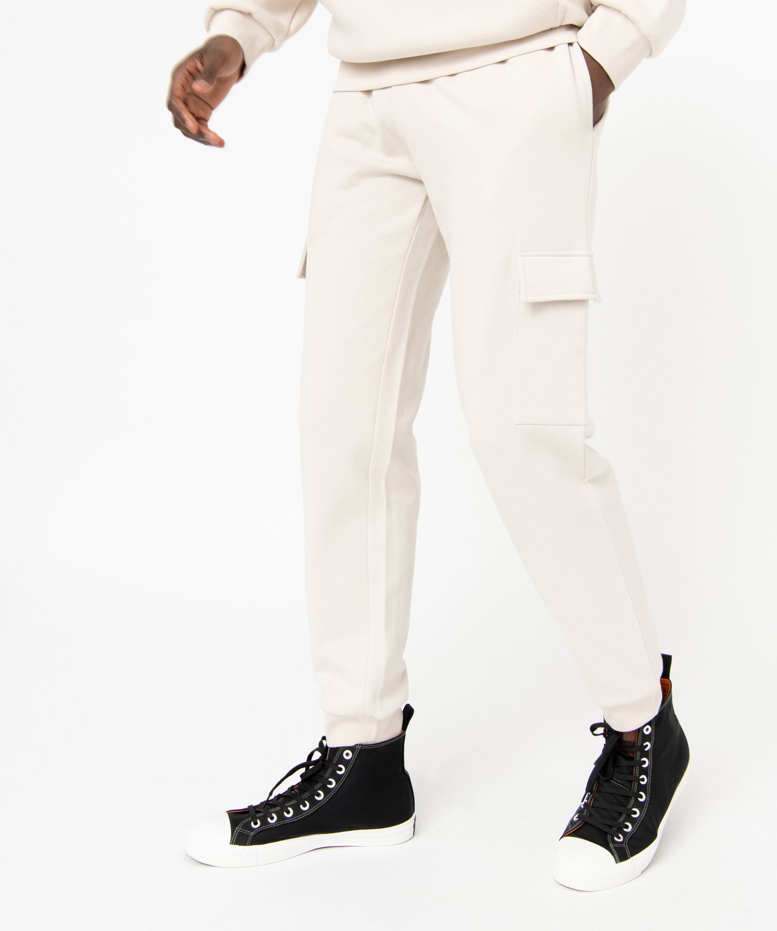 Pantalon de jogging coupe cargo homme ecru | GEMO