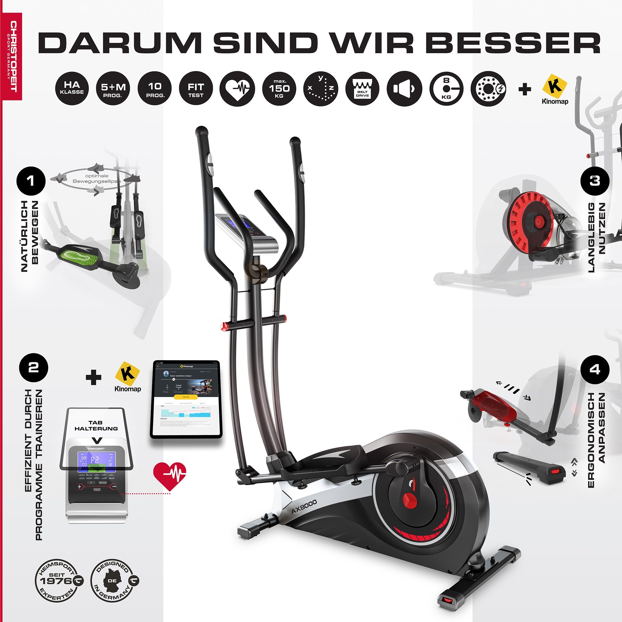 Christopeit Sport® Crosstrainer-Ergometer AX 8000