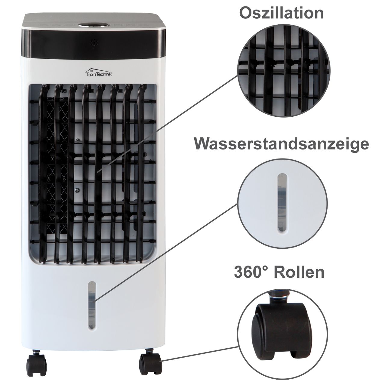 TroniTechnik Luftkühler LK04 Ventilator, inkl. Fernbedienung und Luftfilter