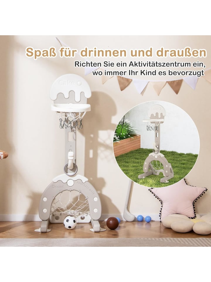 COSTWAY 4-in-1 Kinder Basketballkorb Set in Grau günstig kaufen onesize