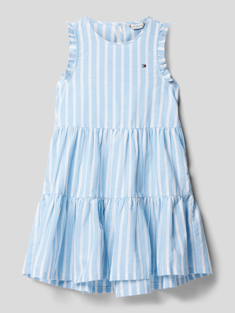 Knielanges Kleid mit Streifenmuster in bleu