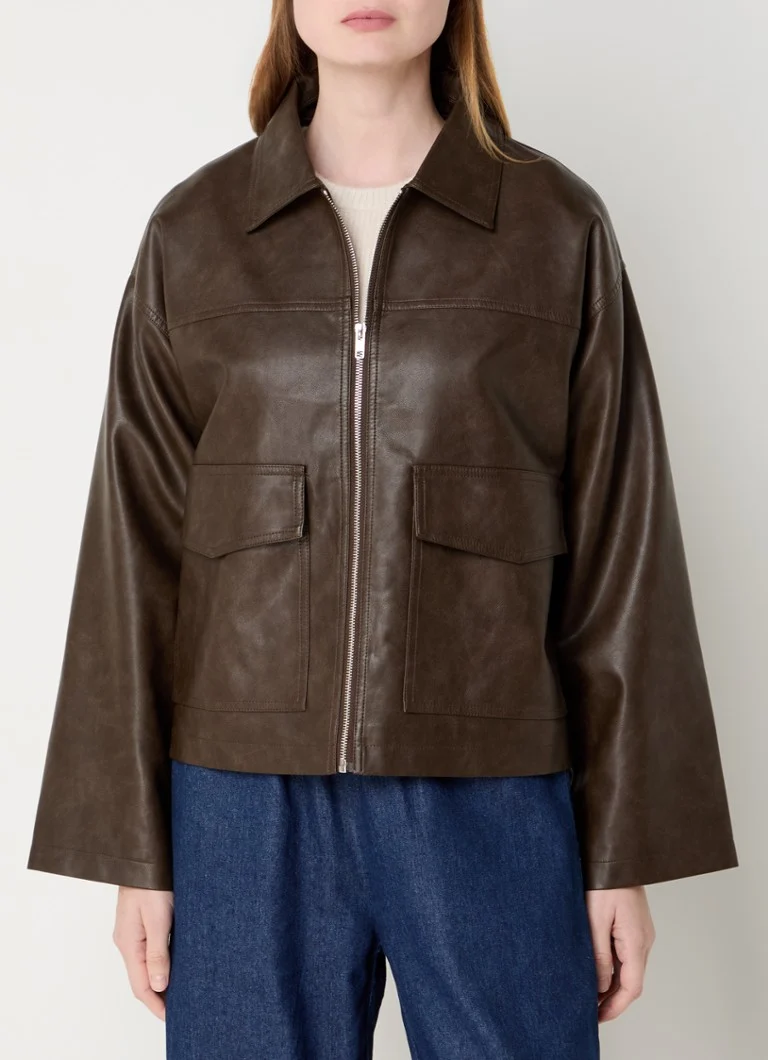 Neo Noir Titan faux leather jacket with flap pockets