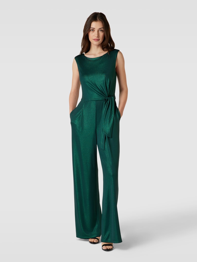 Jumpsuit mit Bindegürtel in grün