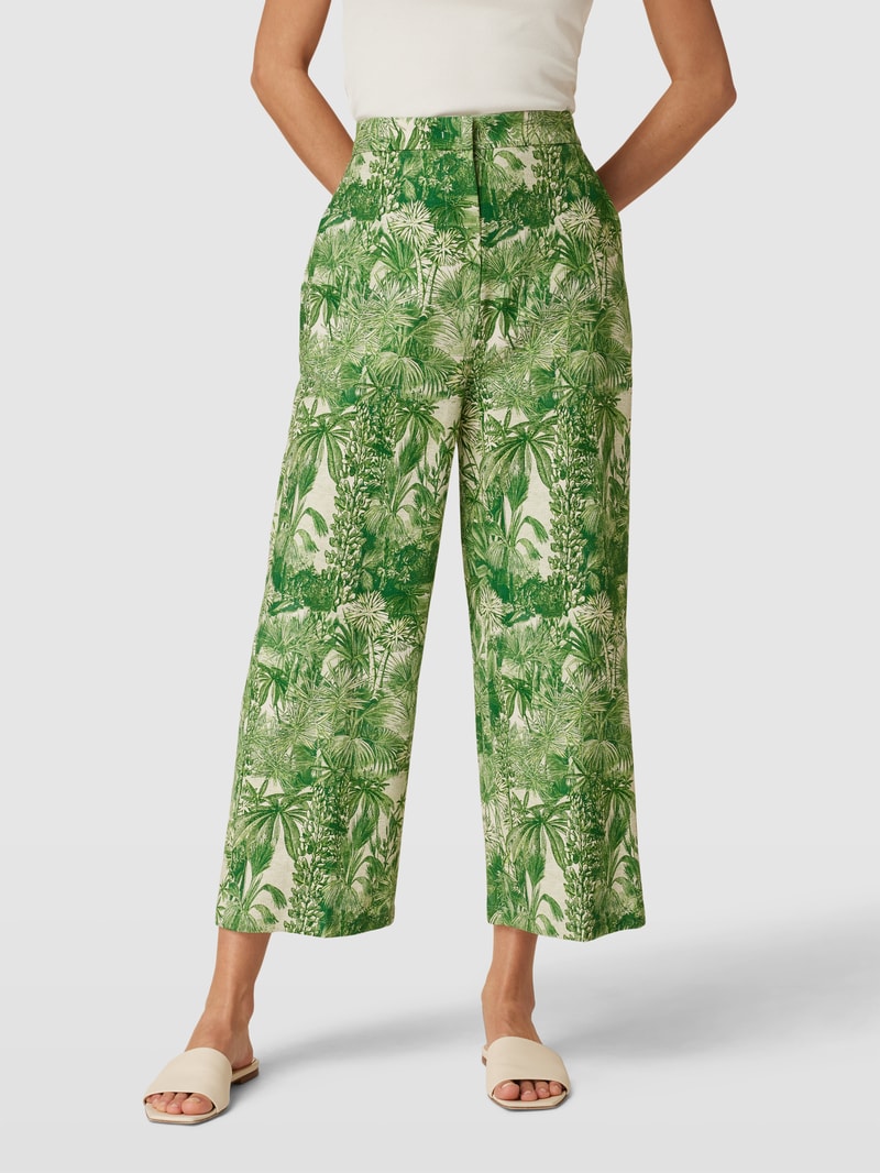 Hose mit Allover-Muster Modell 'CALERNO' in grün