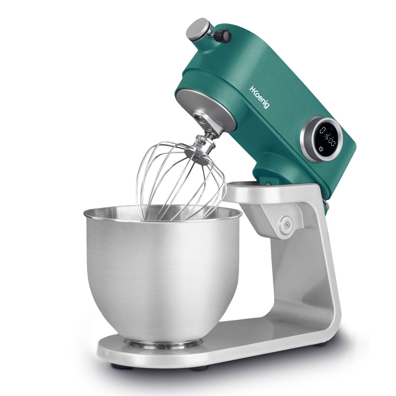 H.Koenig KM128 Küchenmaschine, professionell, multifunktionell, 5 l, Edelstahl, Mattgrün, leistungsstark, 800 W, 8 Geschwindigkeitsstufen, grün