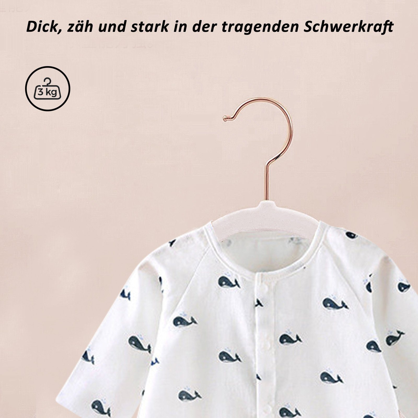CALIYO Kleiderbügel 10-Tlg Kinderkleiderbügel, Samtbügel mit Haken in Roségold, rutschfest, (10-tlg), für Kleiderschrank, für Kinderkleidung, Babykleidung, Rock und Hose