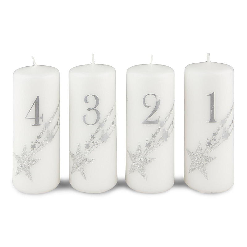 Vie Home Adventslys 4-pk 12 cm, 1-4 stearin hvit