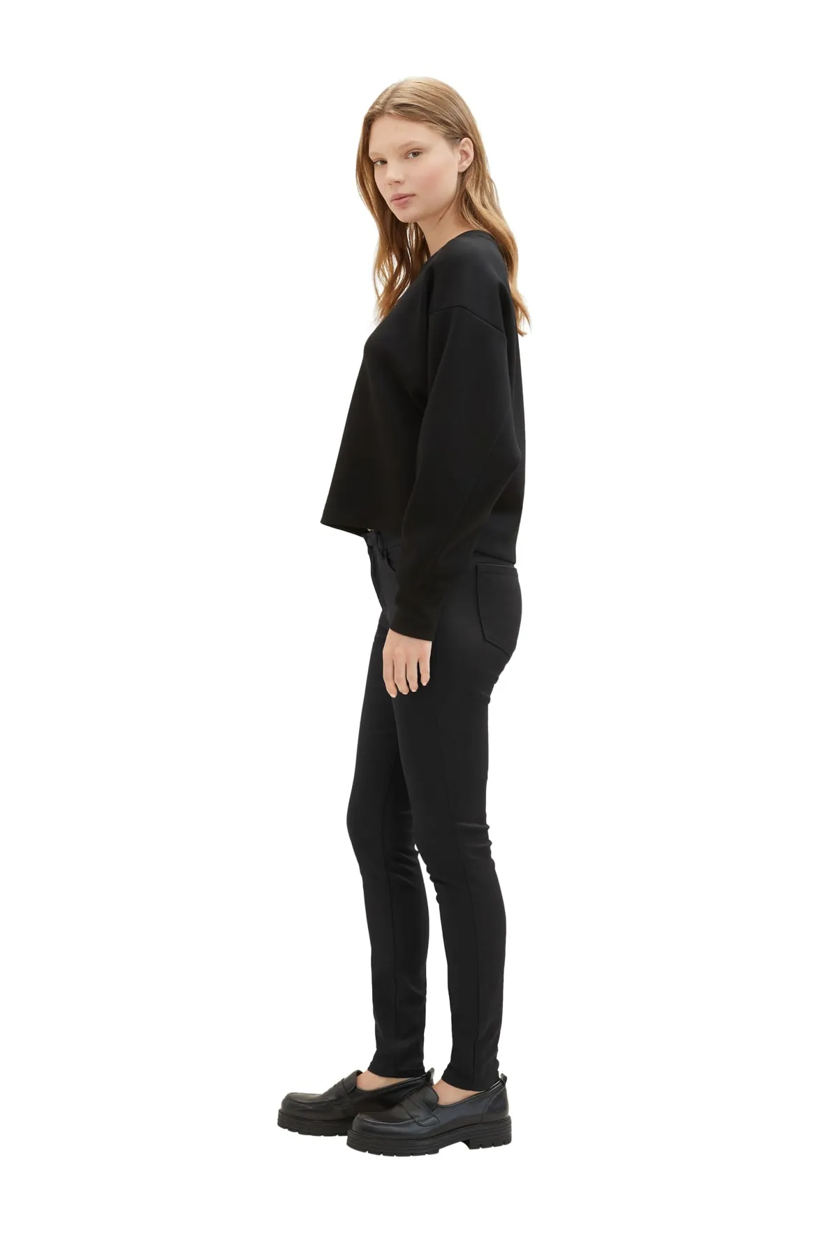 Tom Tailor  Jeans Damen/Mädchen beschichteter schwarzer Denim