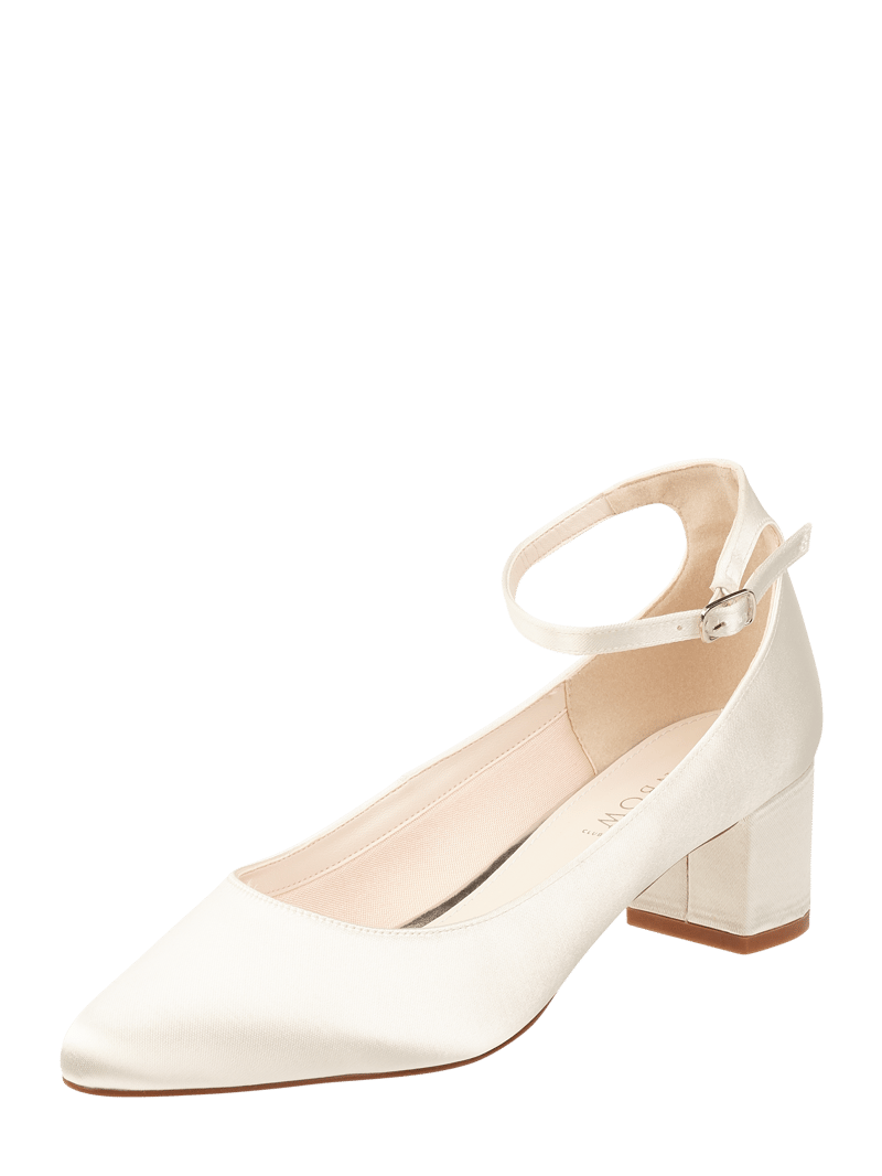 Pumps aus Satin mit Fesselriemen in offwhite