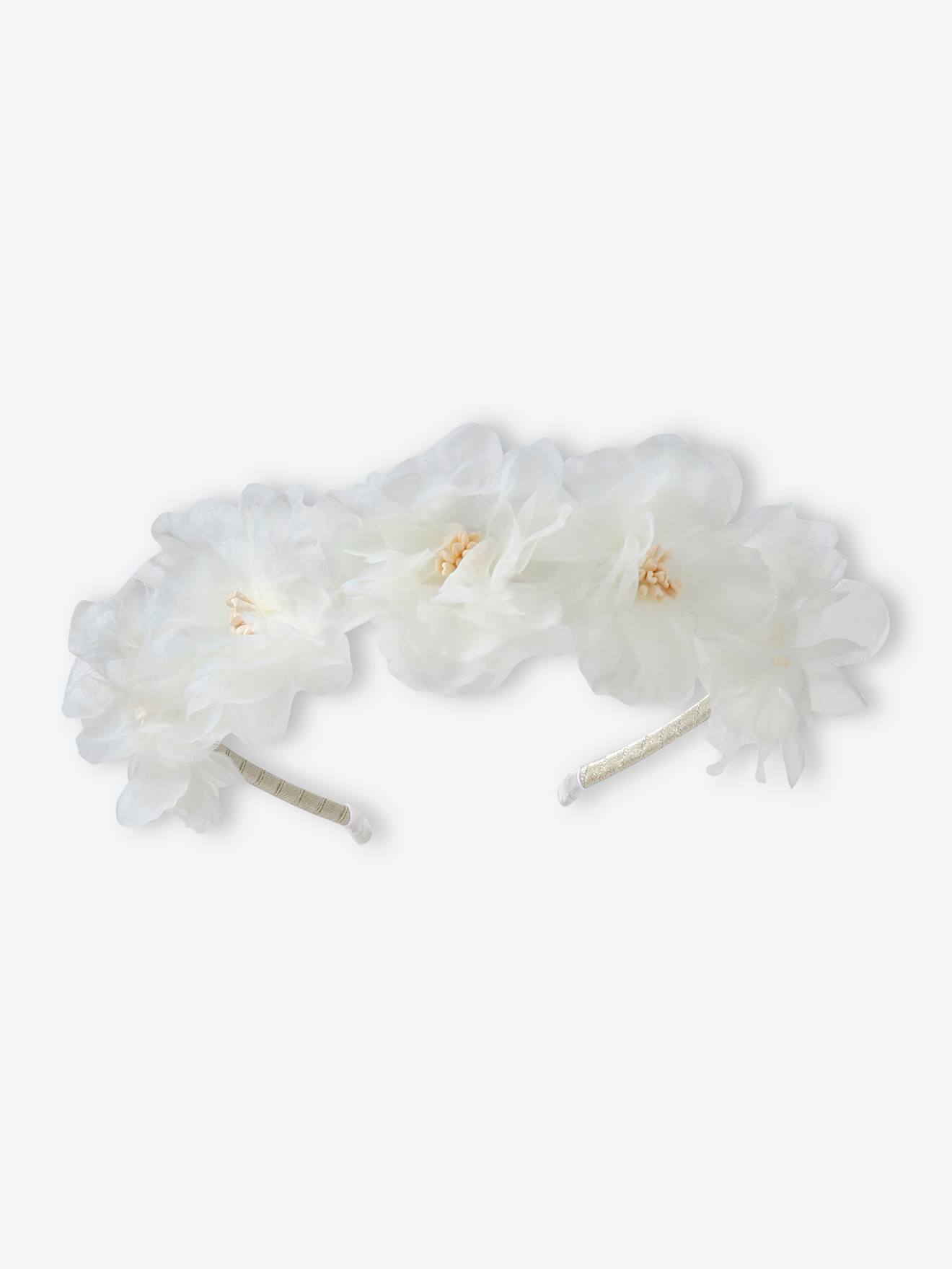Serre-tête avec fleurs blanches appliquées blanc