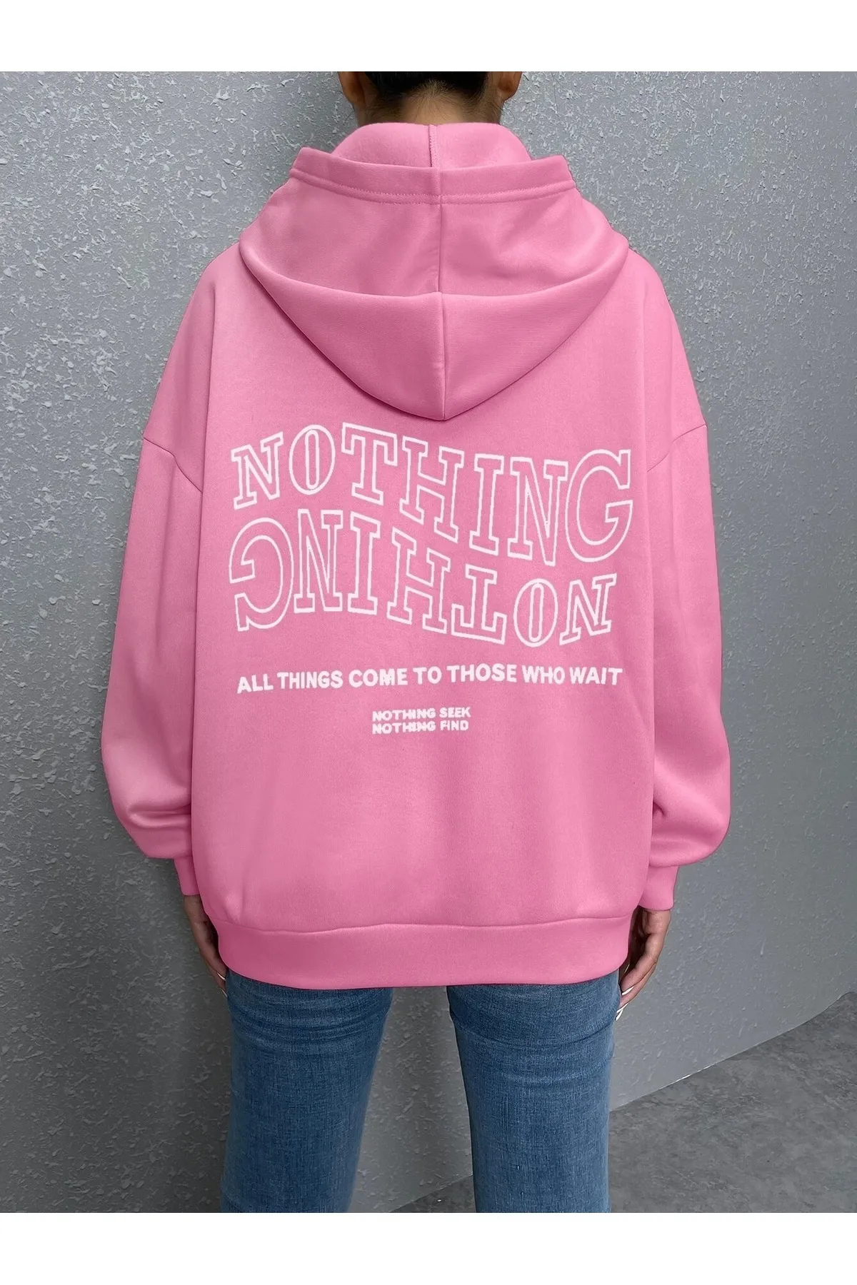 Know  Rosa Reverse Plain Nothing bedrucktes Oversize-Sweatshirt für Damen