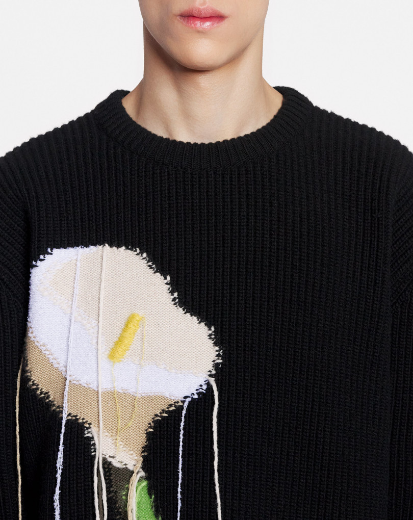 PULL COL ROND INTARSIA EN LAINE ET CACHEMIRE