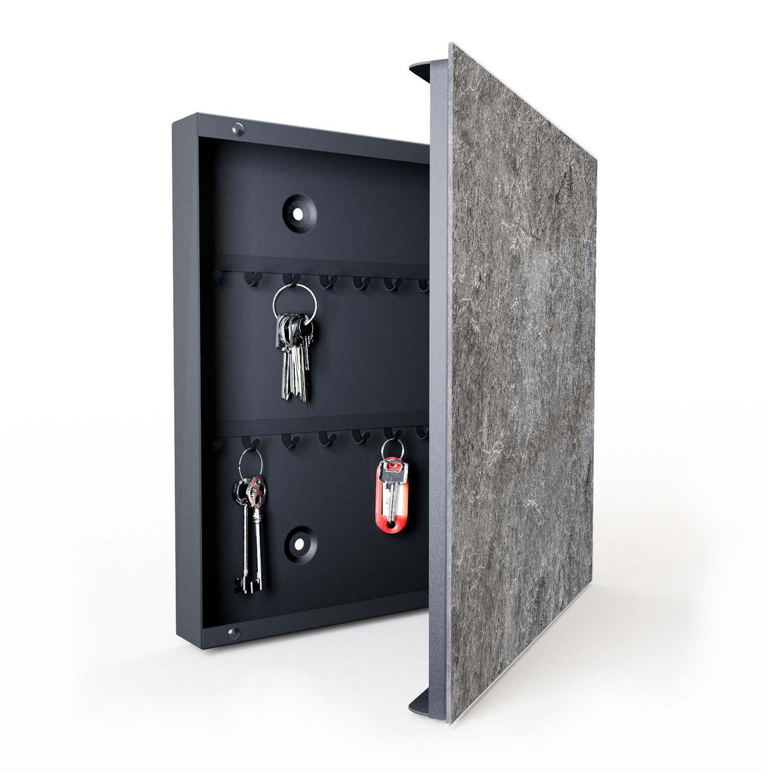 Primedeco Schlüsselkasten Magnetpinnwand und Memoboard mit Glasfront Motiv Dunkle Steintextur (1 St)